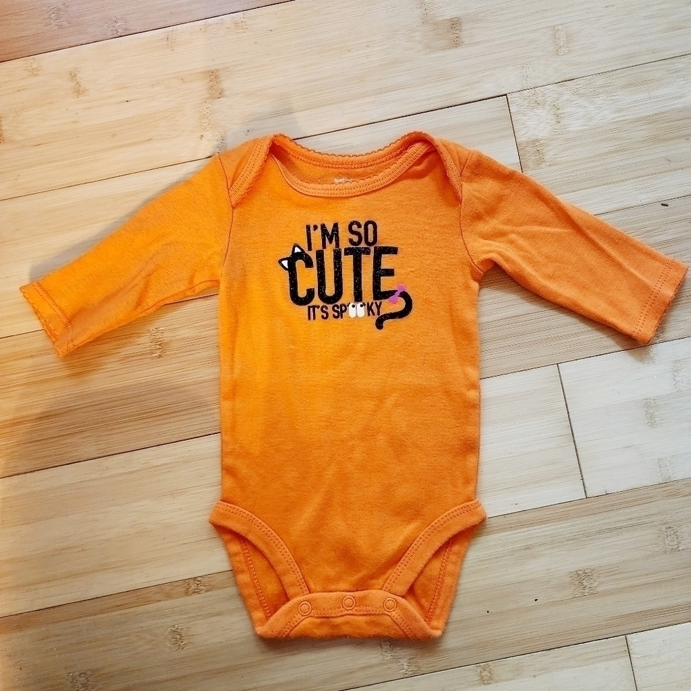 Carter's "I'm So Cute It's Spooky" Halloween Onsie Orange Long Sleeve 3M EUC